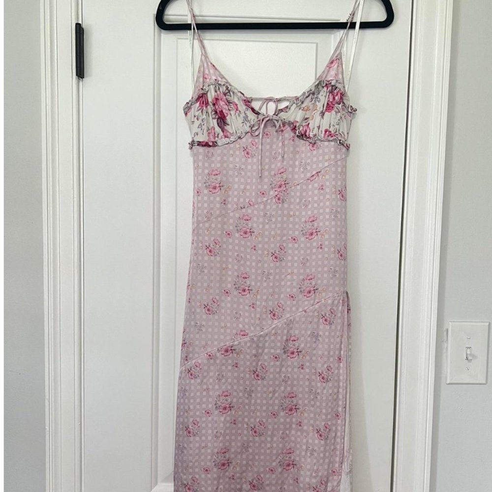 For Love & Lemons Women's Pink and White Dress